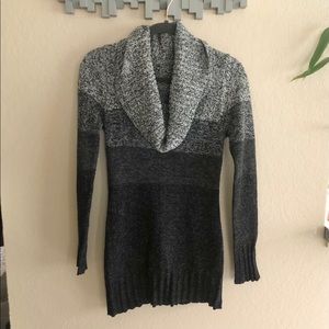 Gray ombré cowl neck tunic sweater or dress, small